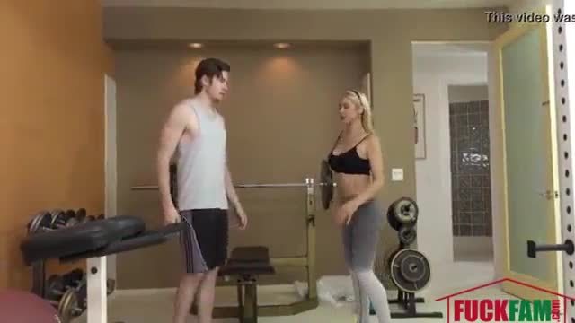 Fitness trainer milf fucks client for free