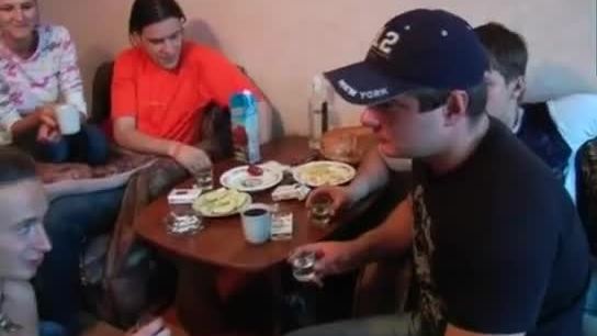 Hot group sex scene with college